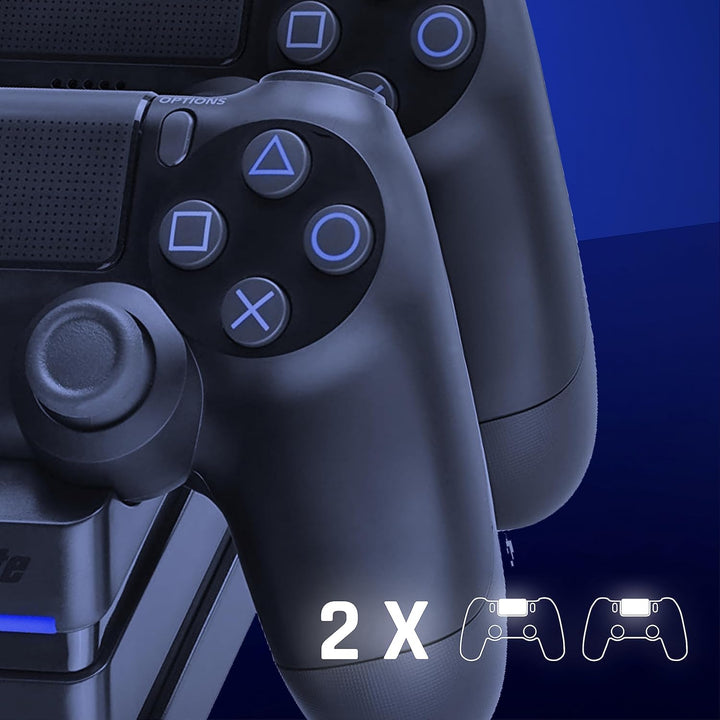 snakebyte PS4 TWIN:CHARGE 4 – schwarz – Ladestation für PlayStation 4/ PS4 Slim / PS4 Pro Dualshock