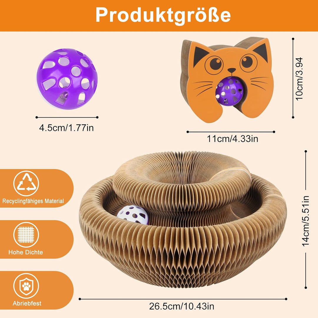 Kratzbrett Katze, 2-in-1 Cat Kratzbrett mit Glöckchen, Magische Orgel Cat Scratching Board, Zusammen