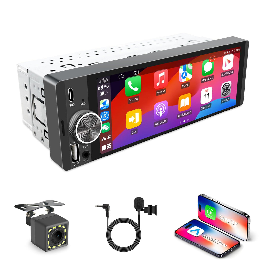 Autoradio 6,28" Touchscreen mit Wireless CarPlay &amp; Android Auto, 1-DIN