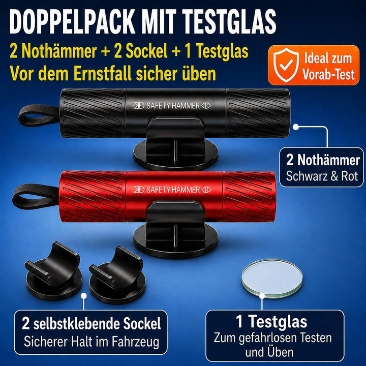 Notfallhammer Auto mit Gurtschneider, 2-in-1 Wolframstahl, 2 Stück