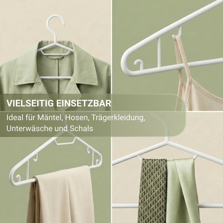 Kleiderbügel 20 Stück, Klassische Bügel mit Seitenhaken - Weiss Weiss Basic 20er Set, Weiss Basic 20