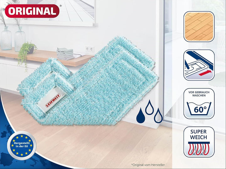 Leifheit Wischbezug Profi XL Super Soft, 4er Set für Parkett | Für Laminat, Kork und Holzböden, mini