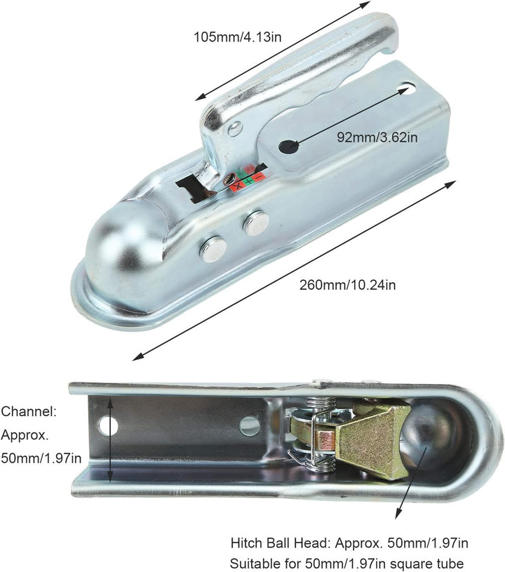 Anhängerkupplung mit Gerader Zunge, 50-mm-Anhängerkupplung, Kugelkupplung, Strapazierfähiger, Stossf