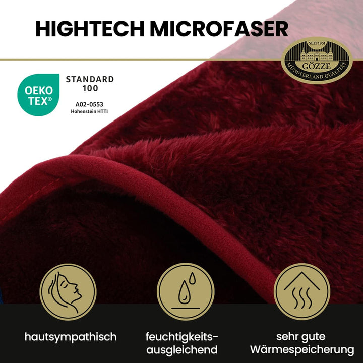 Gözze - Premium Cashmere-Feeling Wohn- und Kuscheldecke, 500 g/m², 130 x 170 cm - Bordeaux Bordeaux