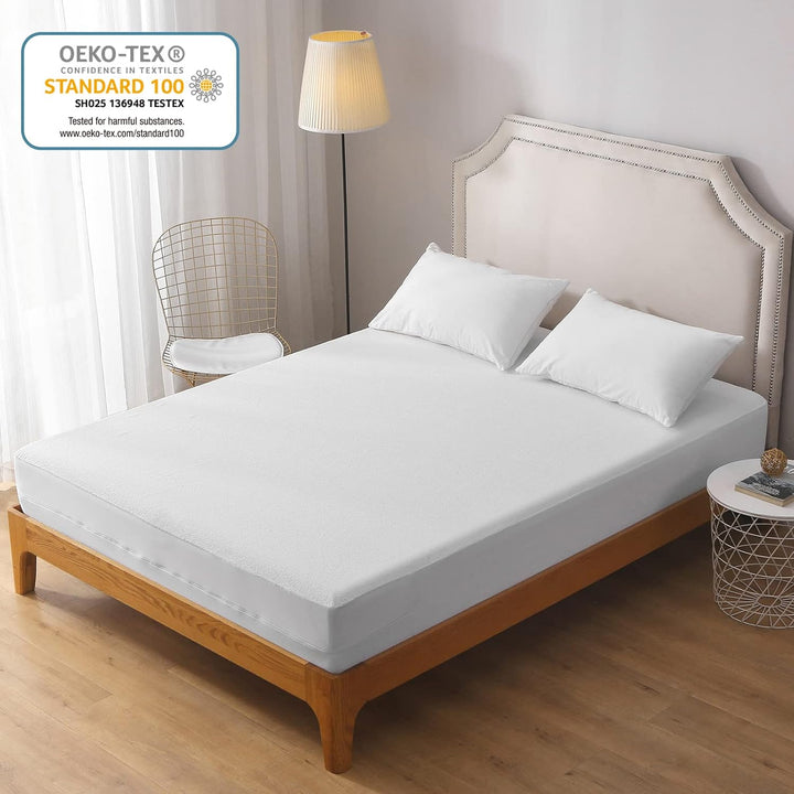 Bedecor Wasserdichter Matratzenbezug 160 x 190 cm mit Reissverschluss,Matratzenschoner Baumwolle,Atm