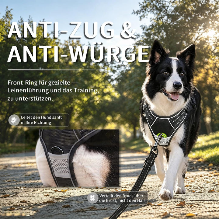 Hundegeschirr Grosse Hunde - Verstellbares Geschirr Hund | Anti-Zug Funktion, Atmungsaktiv, Reflexst