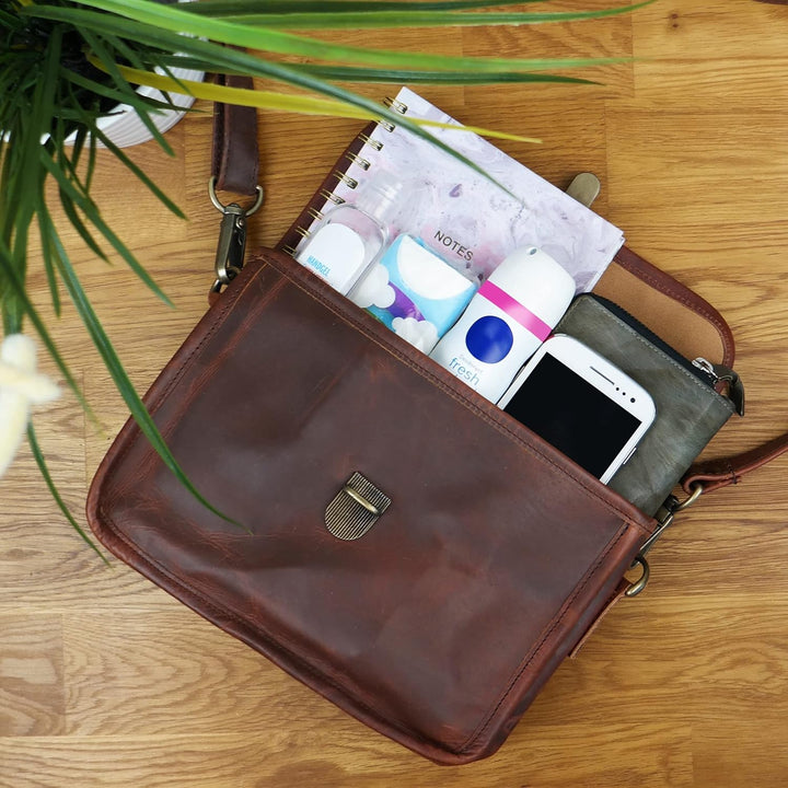 LECONI kleine Schultertasche Umhängetasche Damen Ledertasche Handtasche echtes Rindsleder 26x20x8cm