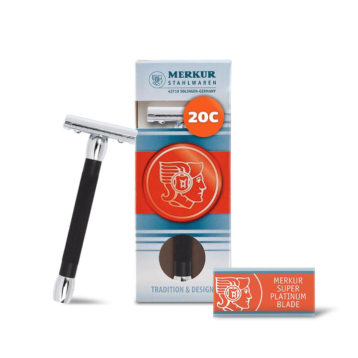Merkur – Rasierer mit langem Griff – Schwarz, Chrom Silber/Schwarz, Silber/Schwarz