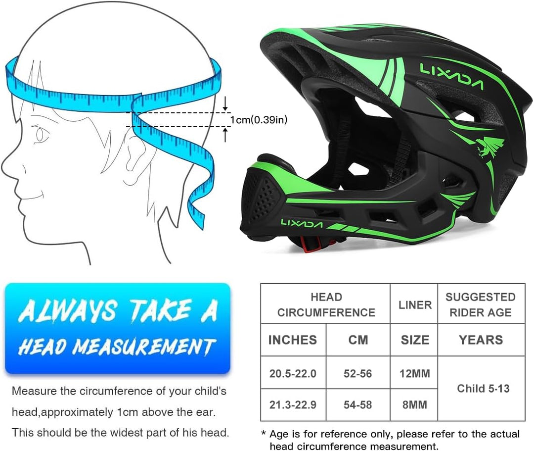 Lixada Fahrradhelm Kinder Helm Fullface Abnehmbar Unisex 52-58cm Children&