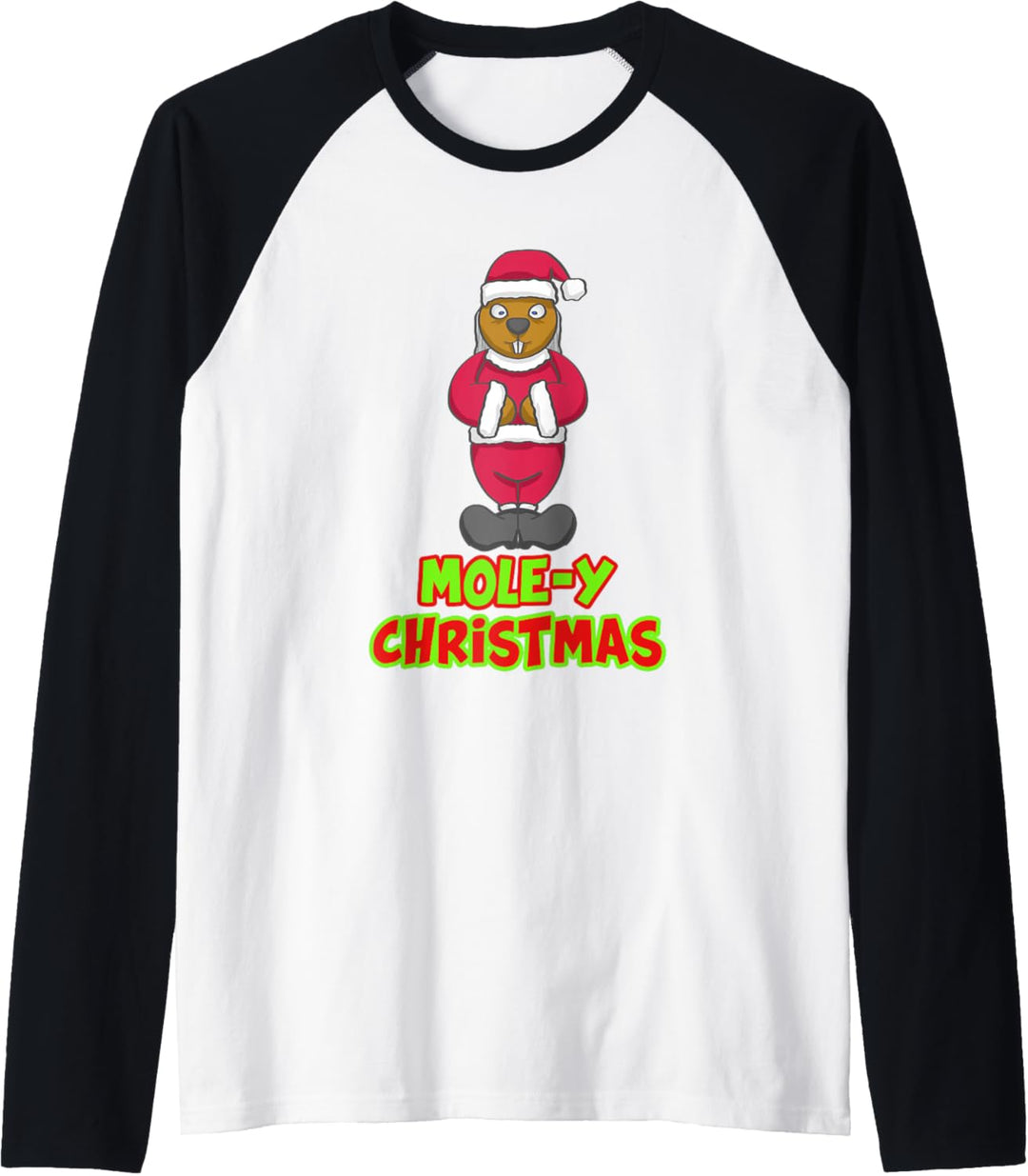 Mole-Y Christmas - Weihnachtsmann Maulwurf Weihnachten Raglan