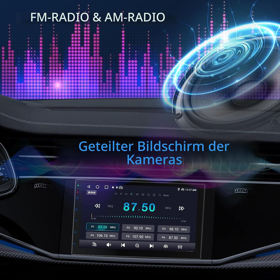 2 Din Autoradio 7 Zoll HD Touchscreen, Wireless Apple CarPlay &amp; Android Auto, Bluetooth, SWC | Unive