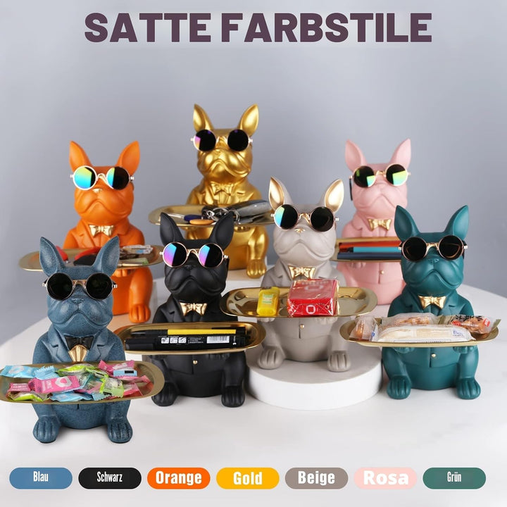 Deko Skulptur Bulldogge, Schlüsselschale Modern Schwarz, Schlüsselablage Flur, Deko Figuren Wohnzimm