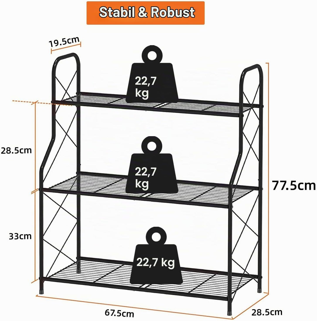 Bomclap Pflanzenregal Blumenregal Metall, 3 Stufen Pflanzenständer Blumentopf Topfhalter für Outdoor