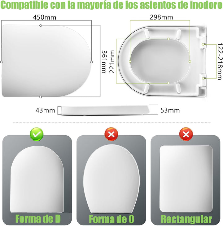 Himimi Toilettendeckel mit Absenkautomatik, Quick-Release &amp; einfacher Montage, PP D-Form WC-Sitz mit