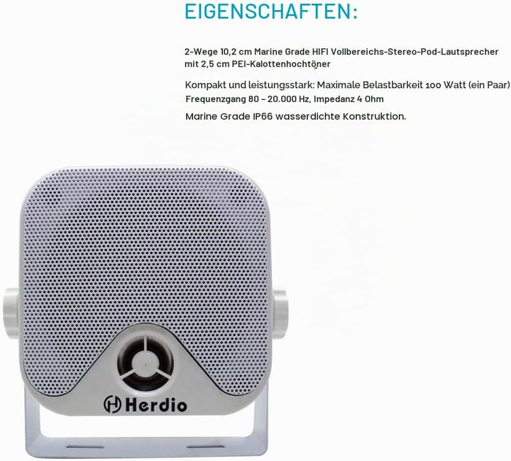 100 W 10,2 cm Mini Marine Lautsprecher Wasserdicht Stereo Audio Lautsprecher System Für ATV UTV Moto