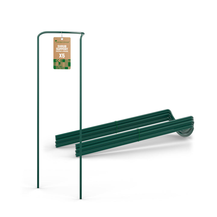 GardenGloss® Strauchstützen aus beschichtetem Stahl (5 Stück) - Staudenhalter halbrund 100cm x 40cm