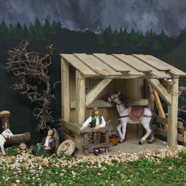 FADEDA Stall Hammersee/Höhe:21 cm/handbemalt/detailgetreue Krippen Figuren - Weihnachten Tisch Dekor