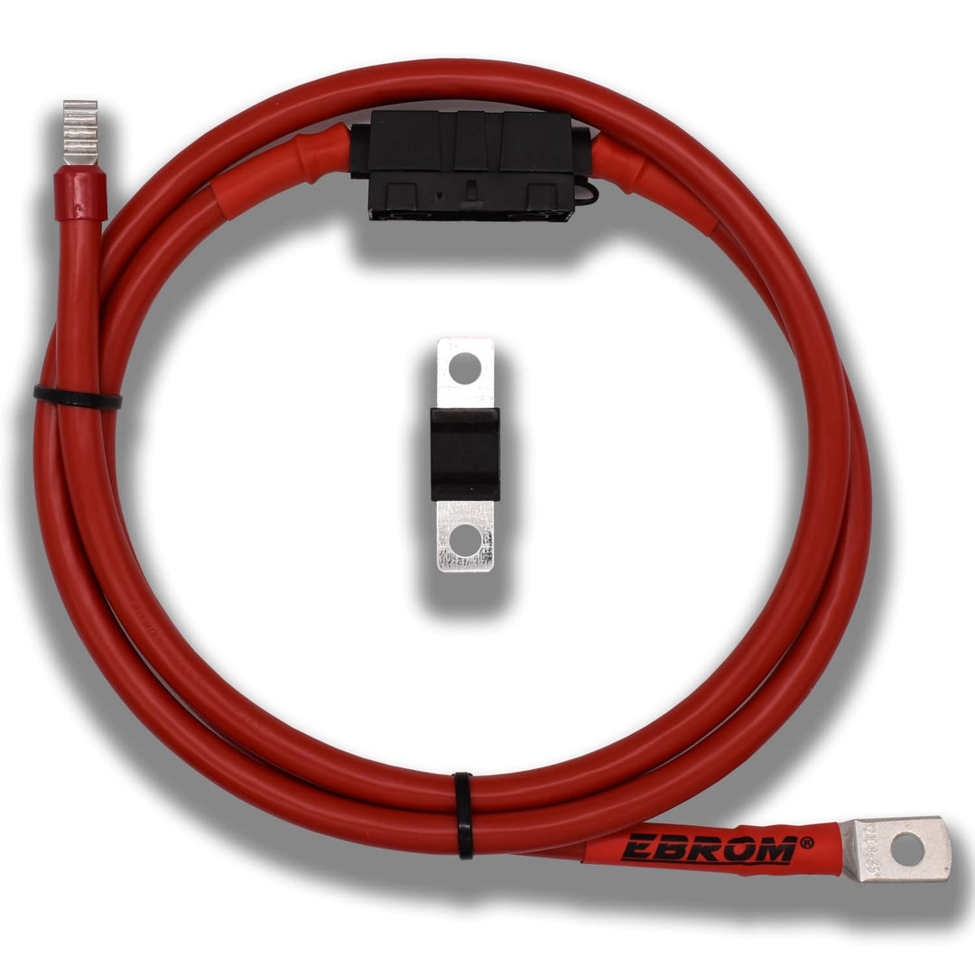 EBROM Laderegler Anschlusskabel Batteriekabel rot + schwarz 25 mm² - Kabelschuhe M6/M8/M10 und Adere