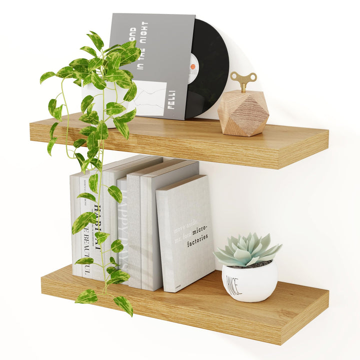 Feihorrm Wandregal Holz 23,5 cm Tiefe, 40 cm Eiche Regal 2er Set Eiche 40 CM - Set of 2, Eiche 40 CM