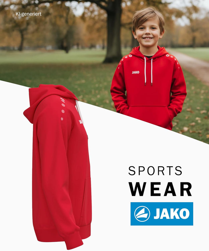 JAKO Kapuzensweat One Cotton Kapuzenpullover Kinder – Sweater für Sport, Freizeit und Team-Veredelun