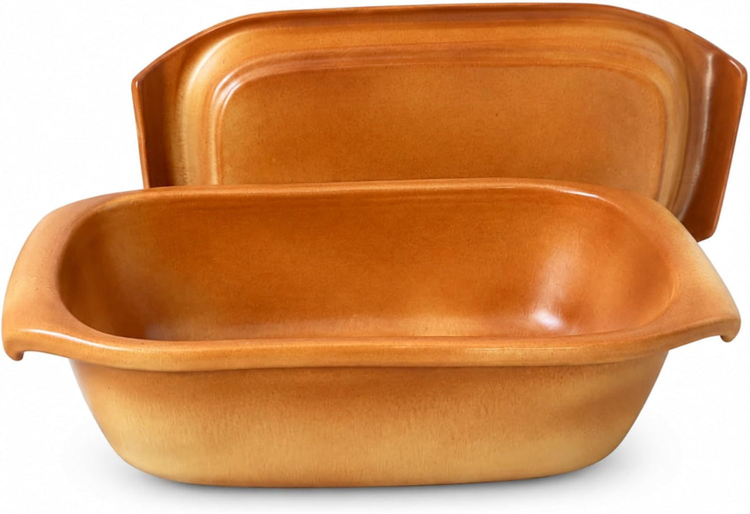 3,5 Liter Brotbackform mit Deckel aus Steingut, 33×16×14 cm, Bräter, Auflaufform, Gratinform, Schmor