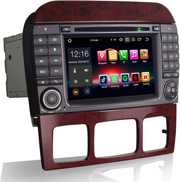Erisin 8-Kern 4GB+64GB 7 Zoll Android 14 Autoradio mit GPS Navigation für Mercedes Benz S/CL Klasse