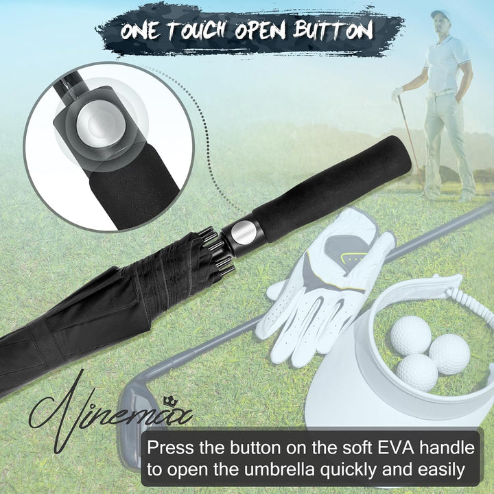 NINEMAX Golfschirm Gross 62/68 Inch Golf Regenschirm Sturmfest Automatik Öffnen Golf Regenschirm Dop