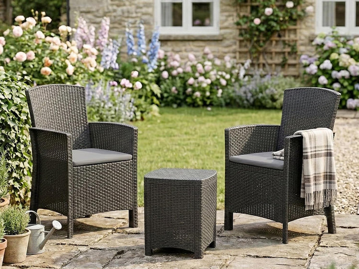 Dmora Jupiter Gartenmöbel-Set, Kissen, für den Innen-und Aussenbereich, Rattanoptik, 100% Made in It