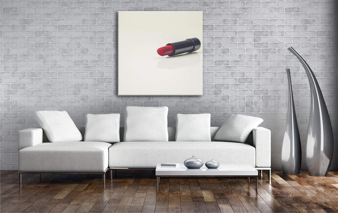 deyoli erotischer roter Lippenstift im Format: 70x70 als Leinwandbild, Motiv fertig gerahmt auf Echt
