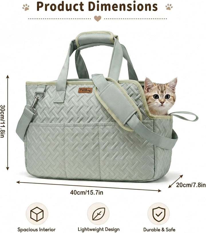 Hundetasche Faltbar Leicht mit Sicherheitsleine Dual Entry für Kleine Grün, Grün
