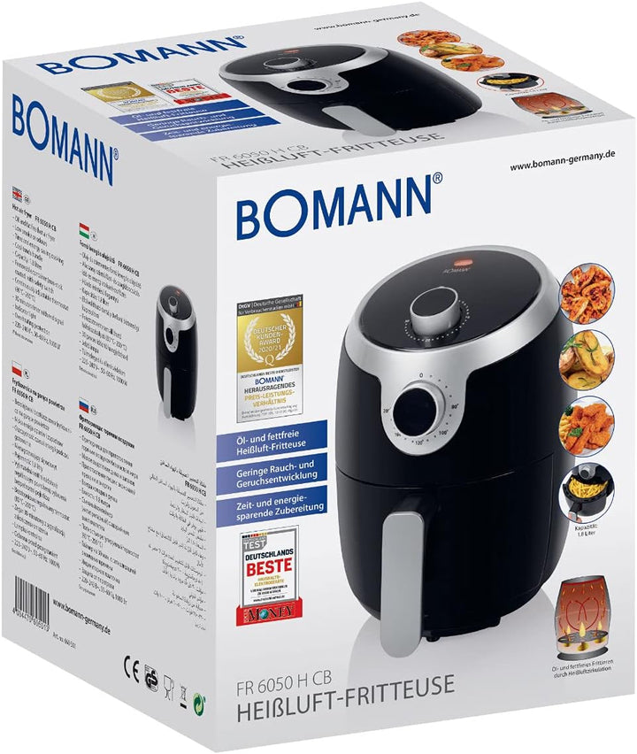 Bomann FR 6050 H CB Heissluft-Fritteuse, Öl- und fettfreie Fritteuse dank Heissluft, 1,8 Liter Kapaz