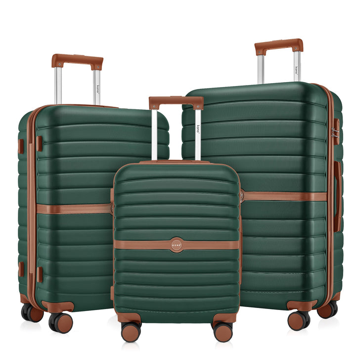 KONO Koffer Reisekoffer Trolley Kofferset 3 Teilig von ABS+PC Hartschalenkoffer mit Zwillingsrollen