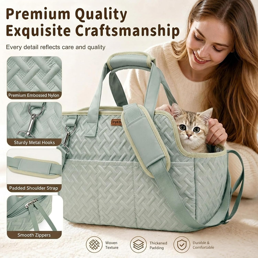 Hundetasche Faltbar Leicht mit Sicherheitsleine Dual Entry für Kleine Grün, Grün