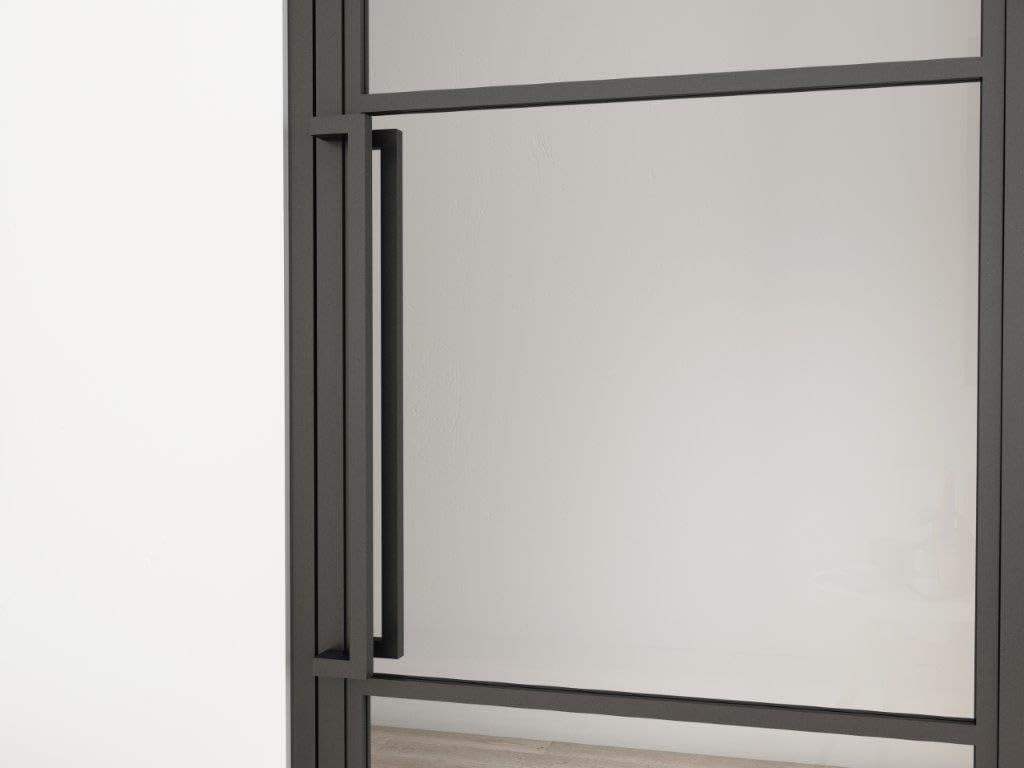 inova Glastür Komplettset 709x1972mm DIN rechts Griffstange Drehtür mit Beschlag und Zarge 709x1972m