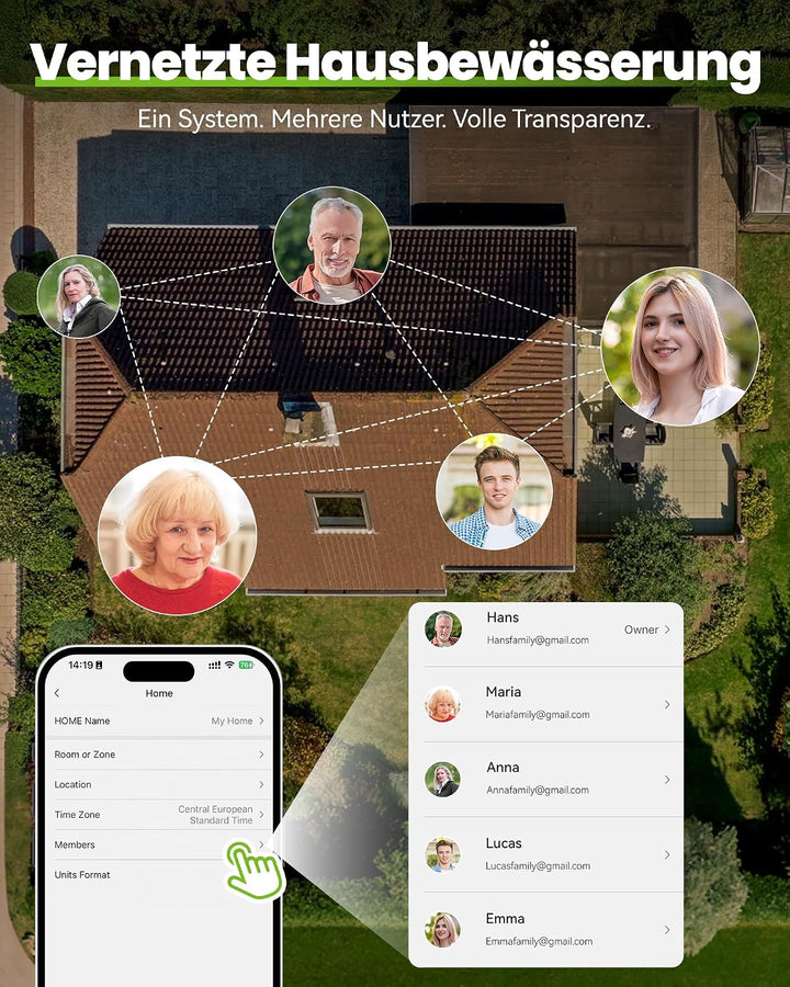 RAINPOINT Bewässerungscomputer Wlan 4 Ausgänge, APP-gesteuertes Automatisches Bewässerungssystem mit