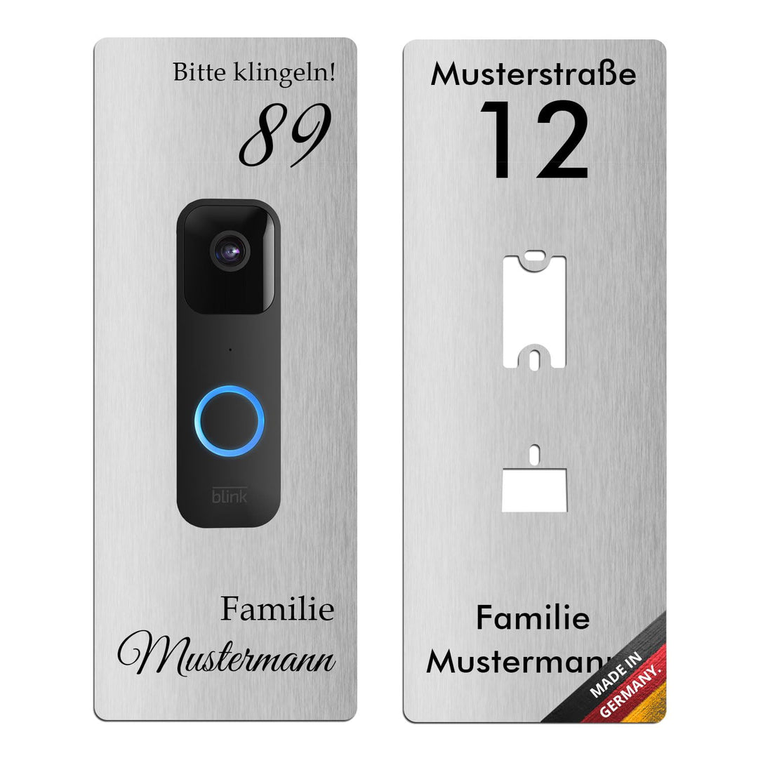 iSecur Edelstahl Blende personalisiert Premium - Passend für Blink Videotürklingel - Edle Türstation