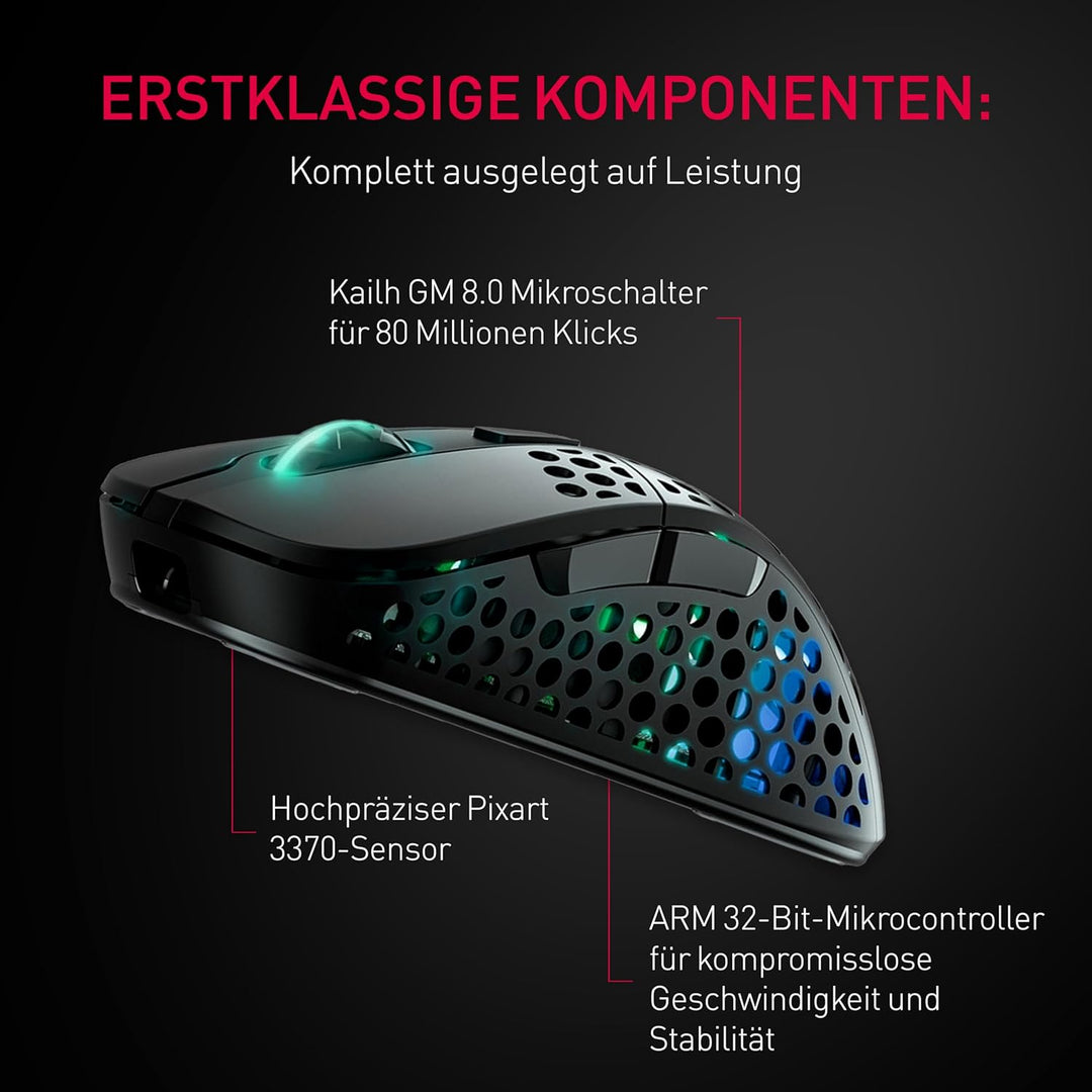 Xtrfy M4 Kabellose ultraleichte Gaming-Maus, RGB, verstellbare Form, 2,4 GHz, verzögerungsfrei, kabe