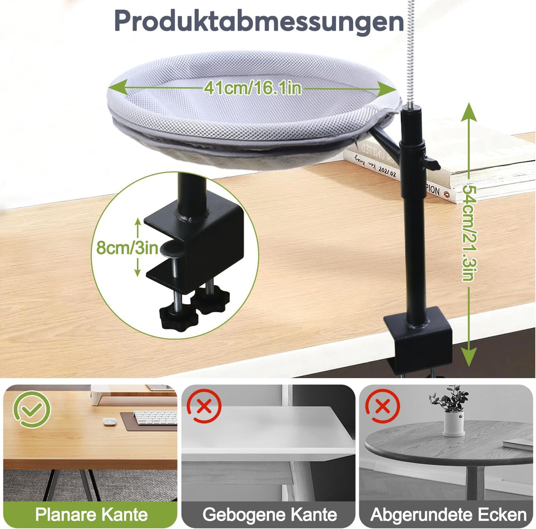 Katzenbett für Schreibtisch, 360° Drehbar＆Höhenverstellbar, 40lbs