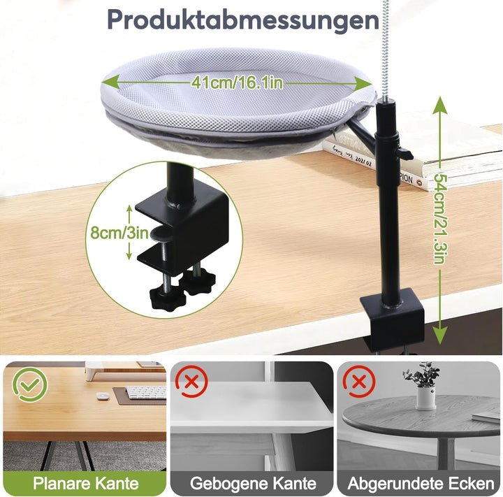 Katzenbett für Schreibtisch, 360° Drehbar＆Höhenverstellbar, 40lbs
