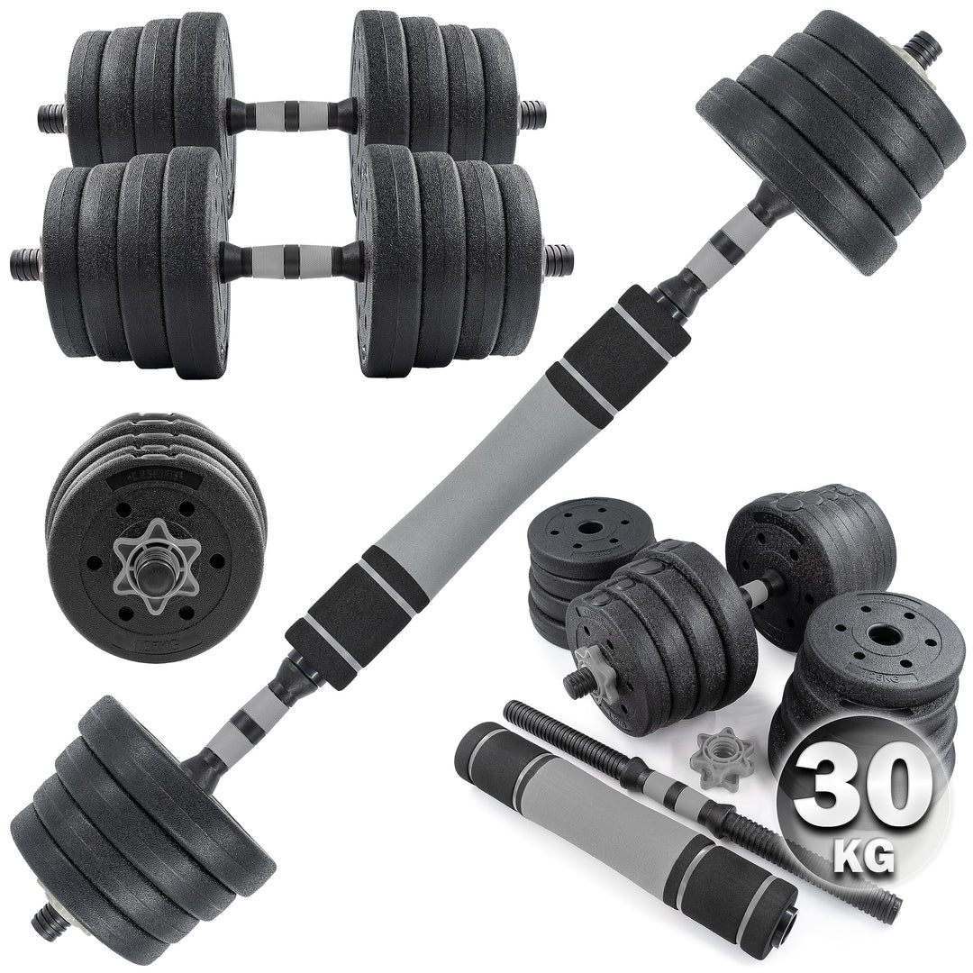C.P.Sports 2in1 Kurzhantel &amp; Langhantel Set 30kg / 40kg | Hantelscheiben – Gewichte – Hantelstangen