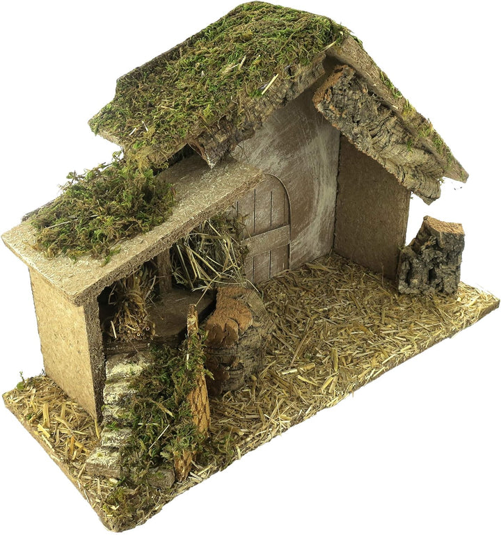 BERTONI Weihnachtskrippe aus Kork/Moos aus Holz, Mehrfarbig, Einheitsgrösse