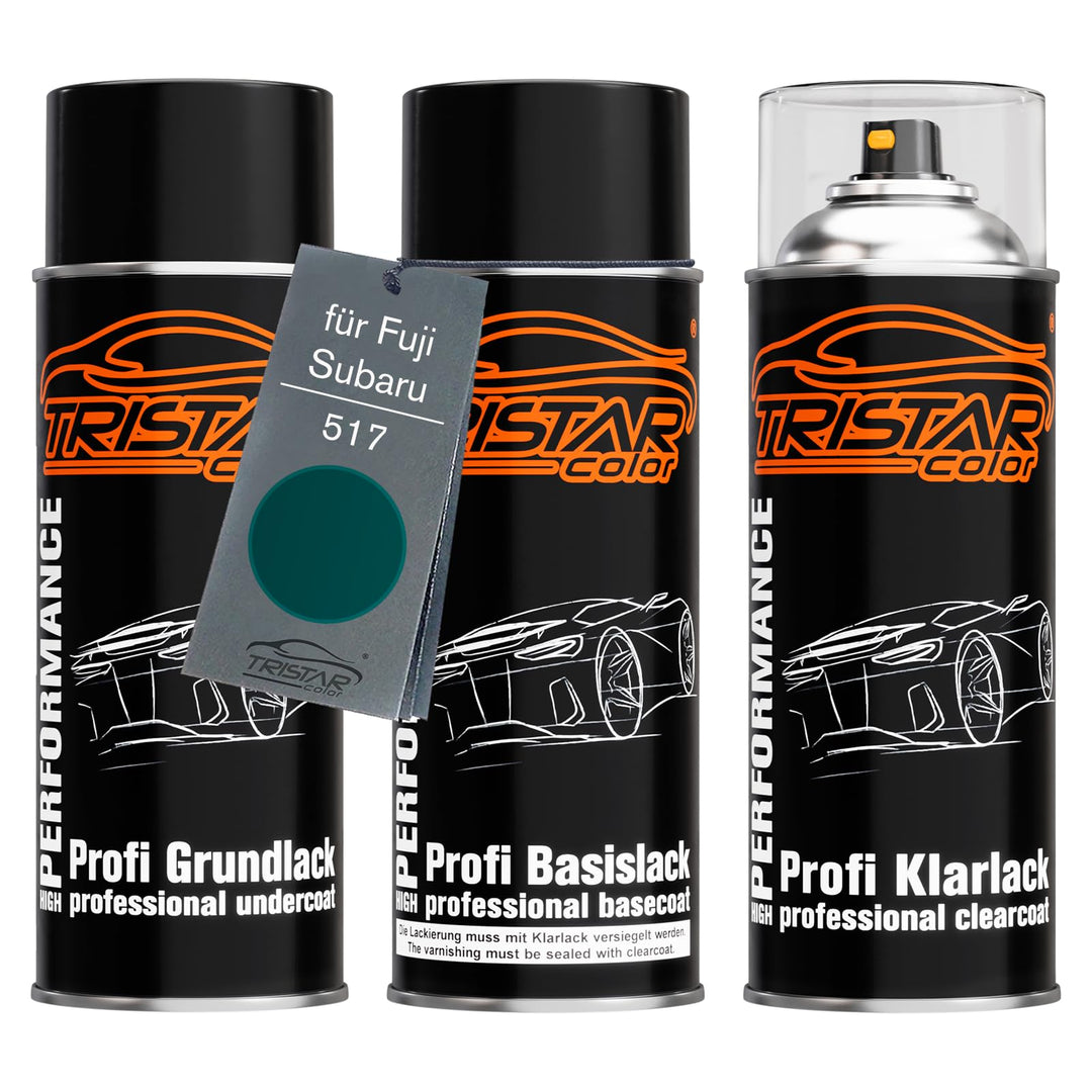 TRISTARcolor Autolack Spraydosen Set für Fuji/Subaru 517 Polo Green Perl/Bright Green Perl Grundlack