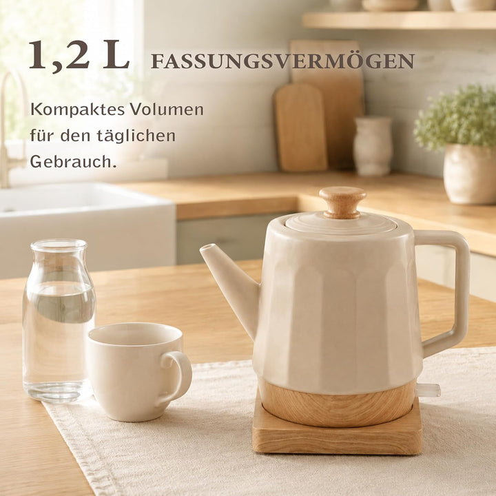 Harmonie Keramik Wasserkocher 1,2 L, Design White Oak