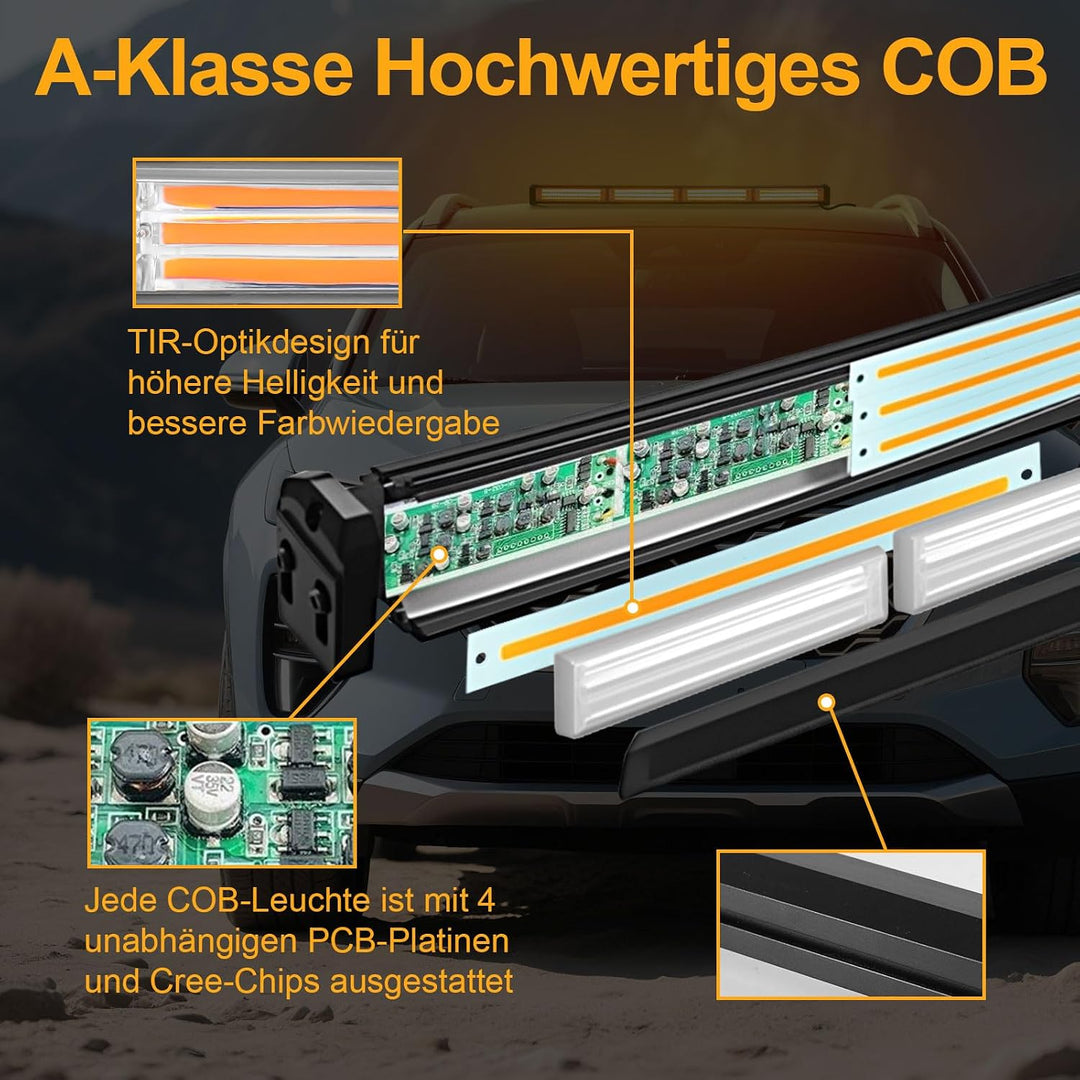 AnTom 58cm LED Rundumkennleuchte 40W Gelb Rundumleuchte für Auto Anhänger Wohnwagen SUV -14 Blinkend