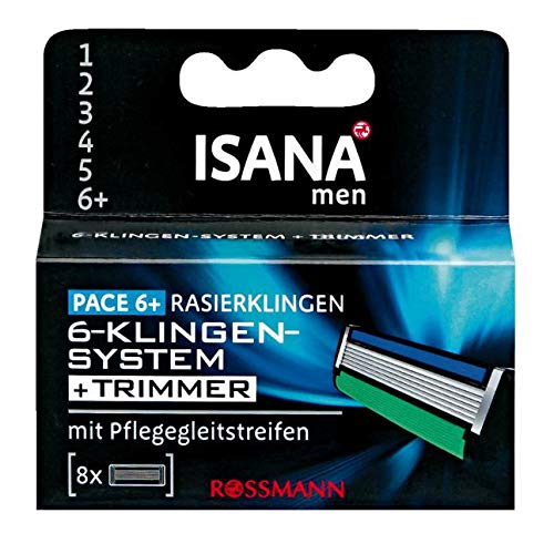 ISANA men Pace 6+ Rasierklingen, 8 Stück