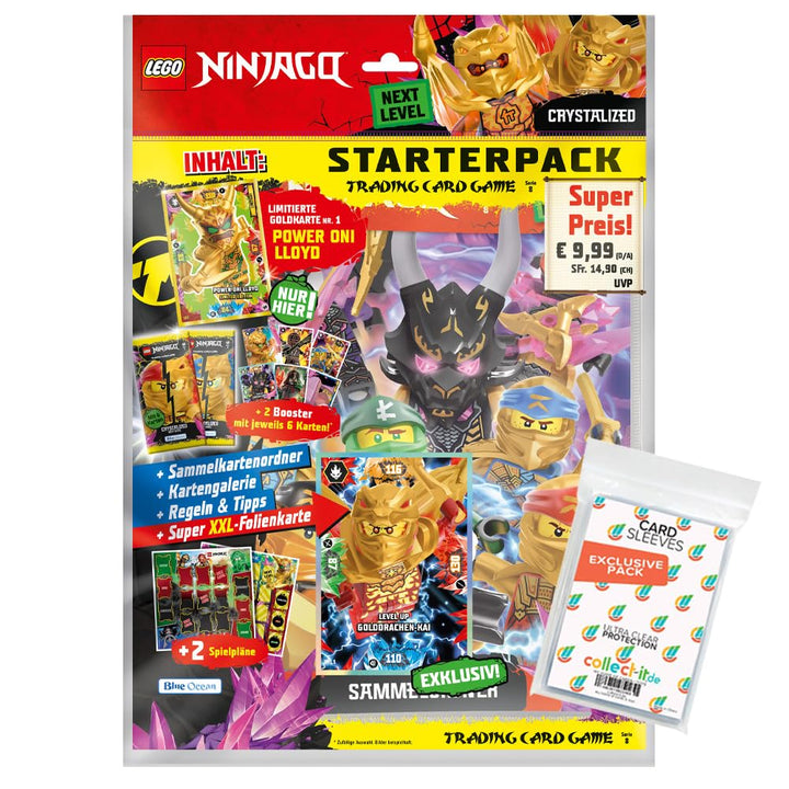 Bundle mit Lego Ninjago Serie 8 Next Level Trading Cards - 1 Starter + Exklusive Collect-it Hüllen,
