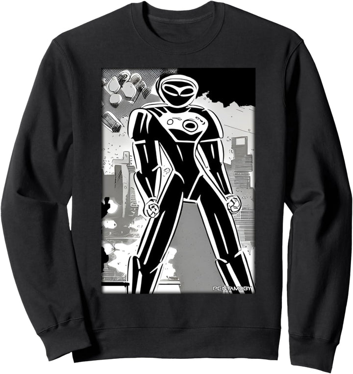 Roboter Zukunft Technologie Wissenschaft Comic Retro Vintage Sweatshirt