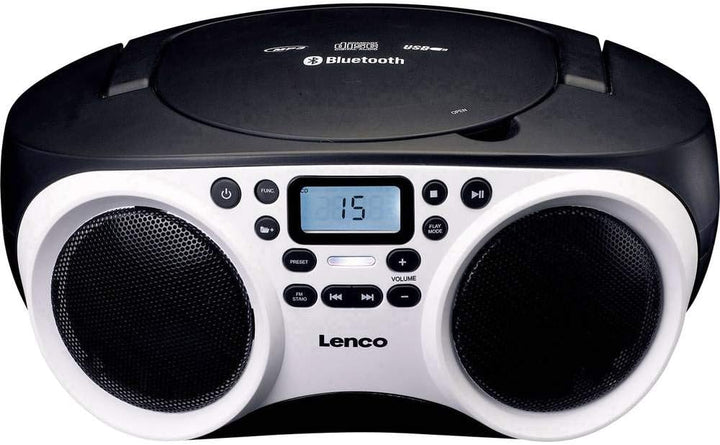 Lenco Radio CD-Player SCD-501 mit Bluetooth und USB in Weiss weiss / schwarz, weiss / schwarz