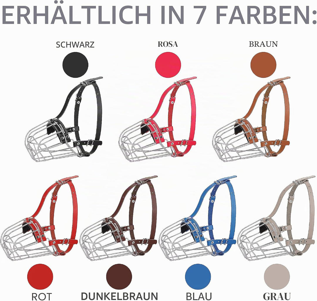 BronzeDog Maulkorb für Hunde aus Metall – Amstaff Drahtkorb mit verstellbaren Lederriemen für grosse