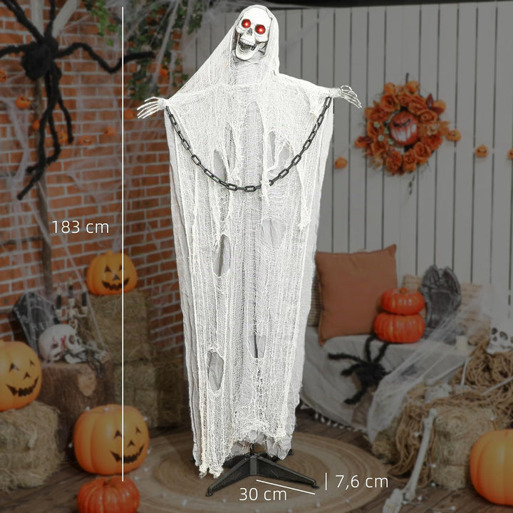Outsunny Halloween Deko Sensenmann Outdoor 183cm Animiert Sprechende